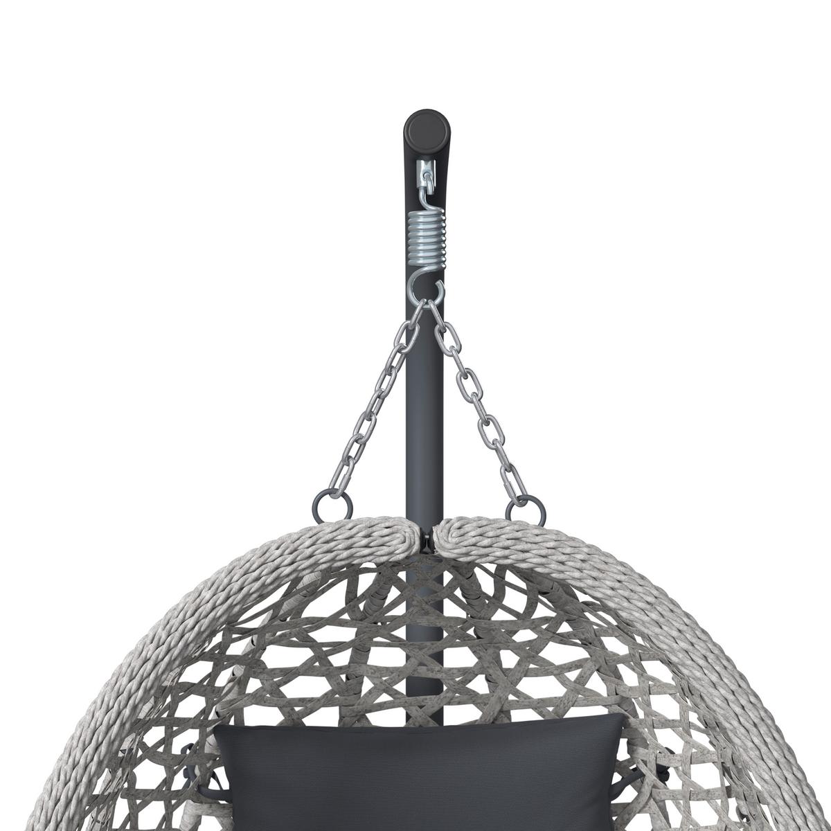 ZÁVĚSNÉ KŘESLO AMY - tmavě šedá/přírodní barvy, Moderní, kov/textil (95/196/103cm)