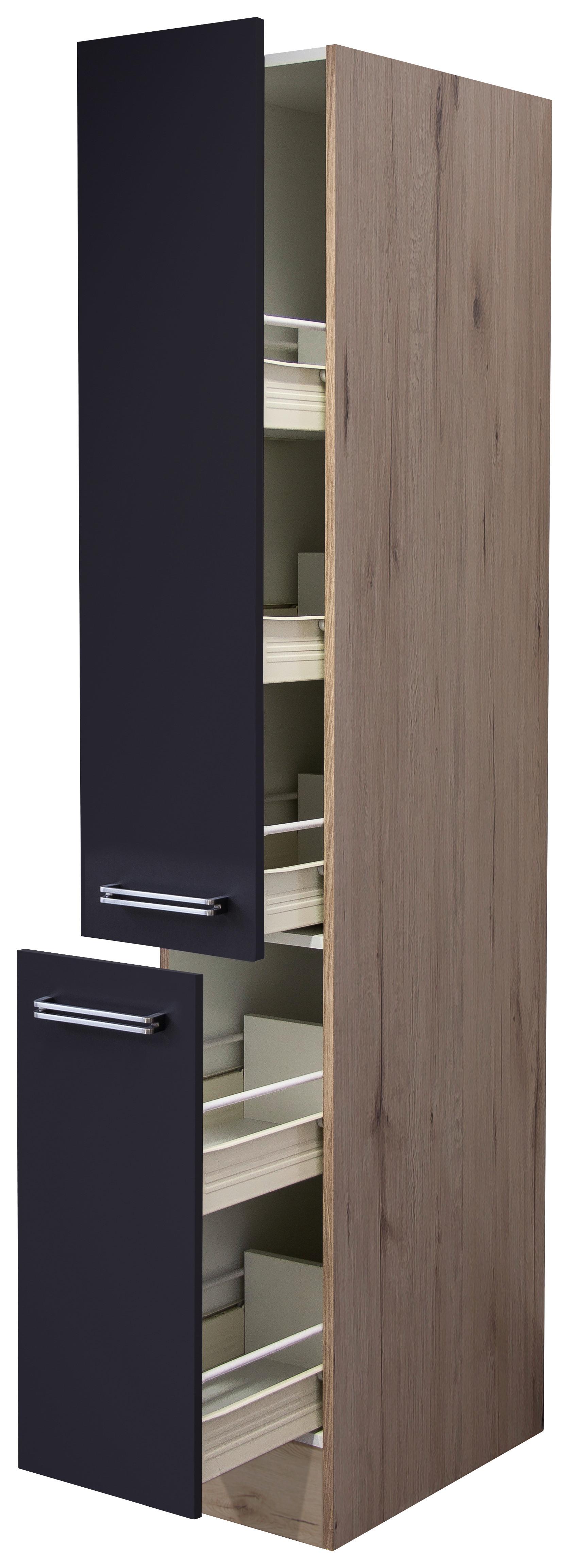 POTRAVINOVÁ SKŘÍŇ MILANO - barvy dubu/antracitová, Moderní, kov/kompozitní dřevo (30/200/57cm)