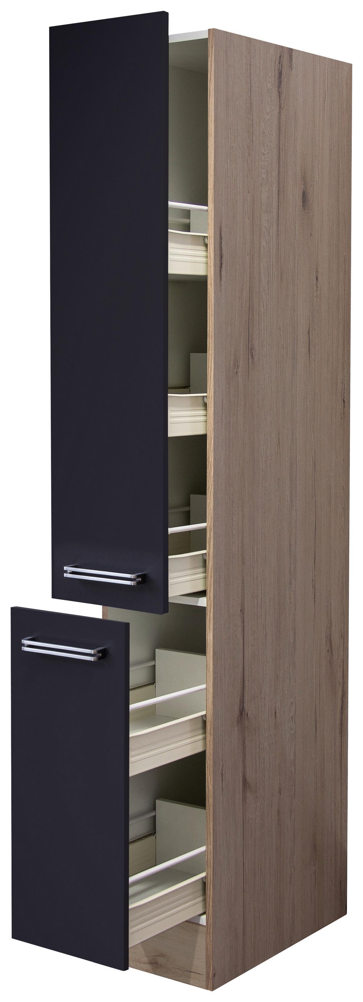 POTRAVINOVÁ SKŘÍŇ MILANO - barvy dubu/antracitová, Moderní, kov/kompozitní dřevo (30/200/57cm)