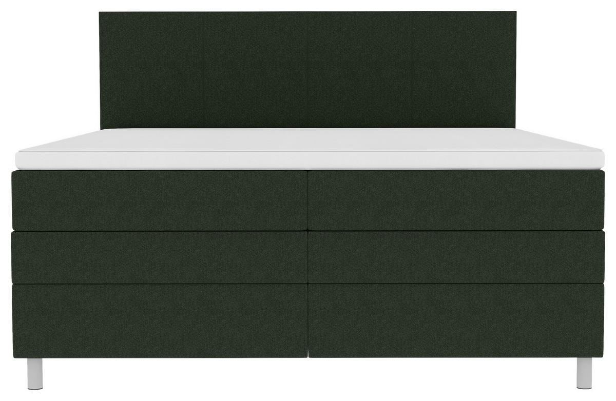 Boxspringbett mit Topper und Bettkasten 180x200 cm Messina - Chromfarben/Grün, KONVENTIONELL, Textil (180/200cm)