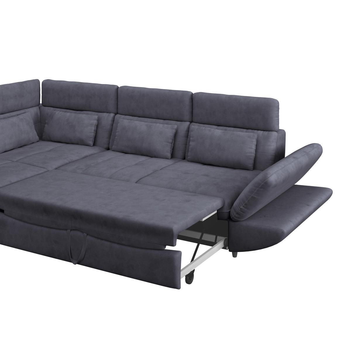 Wohnlandschaft Park - Schwarz/Dunkelblau, MODERN, Textil (311/233cm) - Luca Bessoni