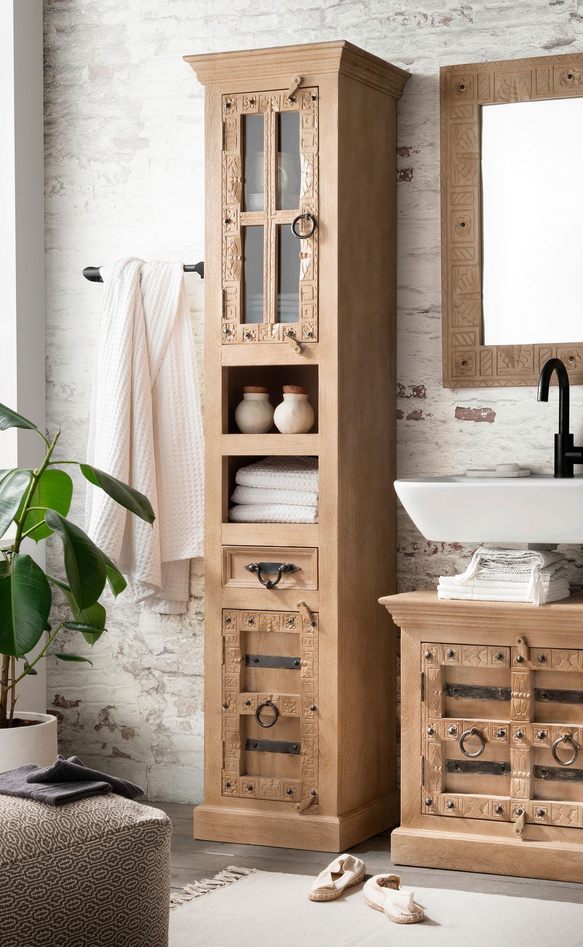 BADEZIMMER Mangolholz 5-teilig - Naturfarben, Basics, Holz - Livetastic