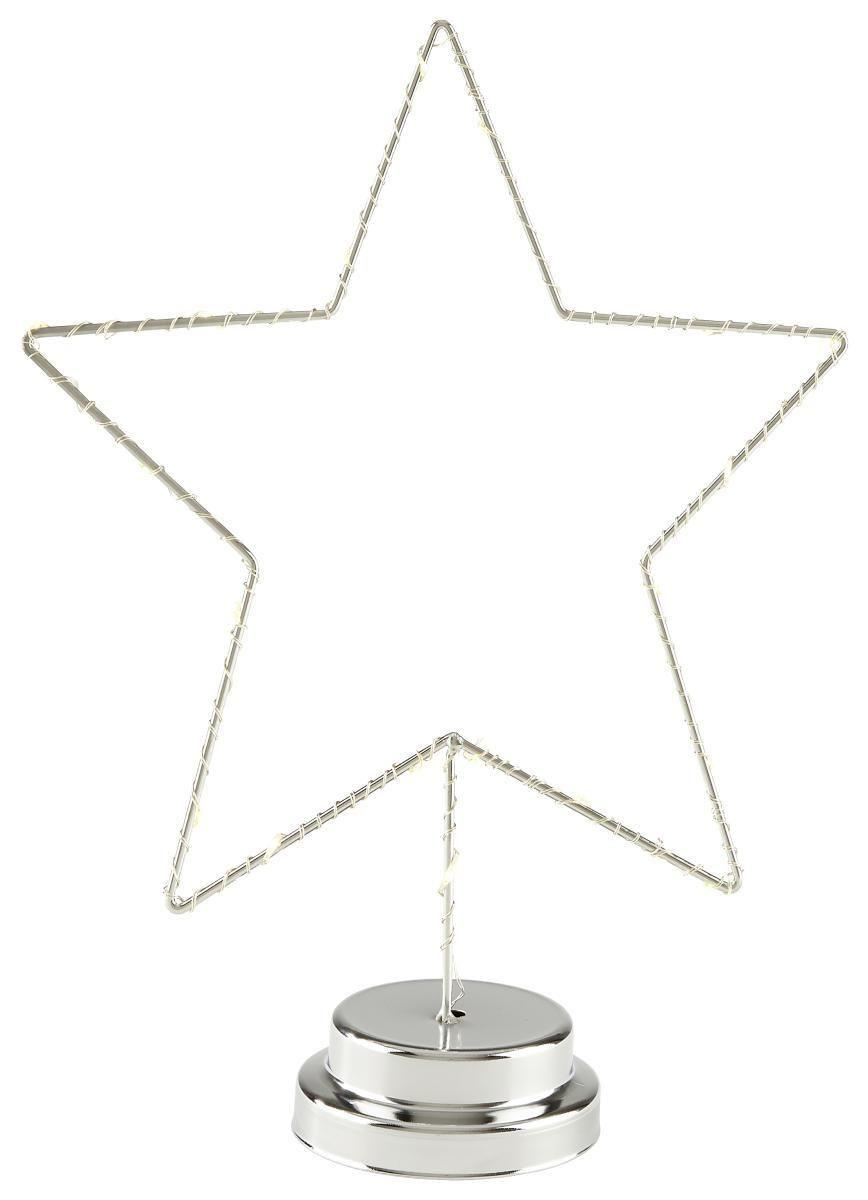 Dekoračná hviezda s LED 'FRISO' - strieborná, Modern, kov (27/8,5/31,5cm) - Bessagi Home