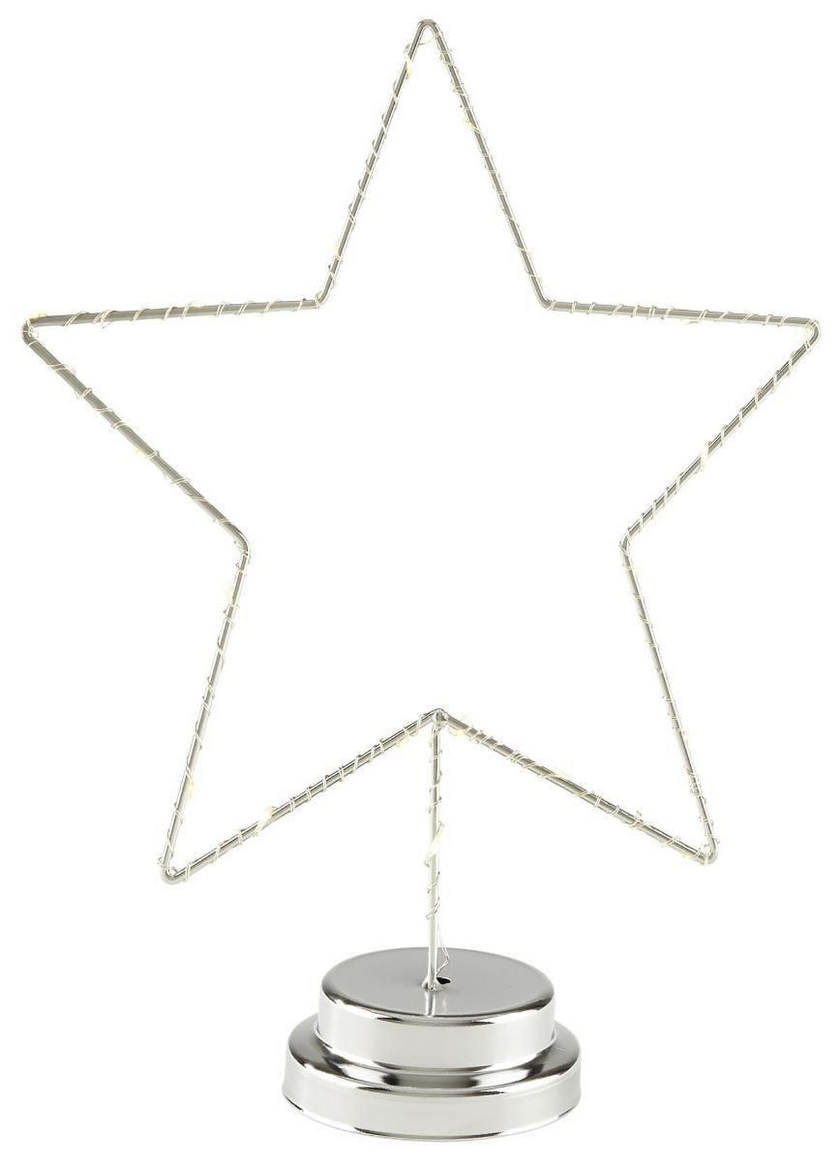 Dekoračná hviezda s LED 'FRISO' - strieborná, Modern, kov (27/8,5/31,5cm) - Bessagi Home