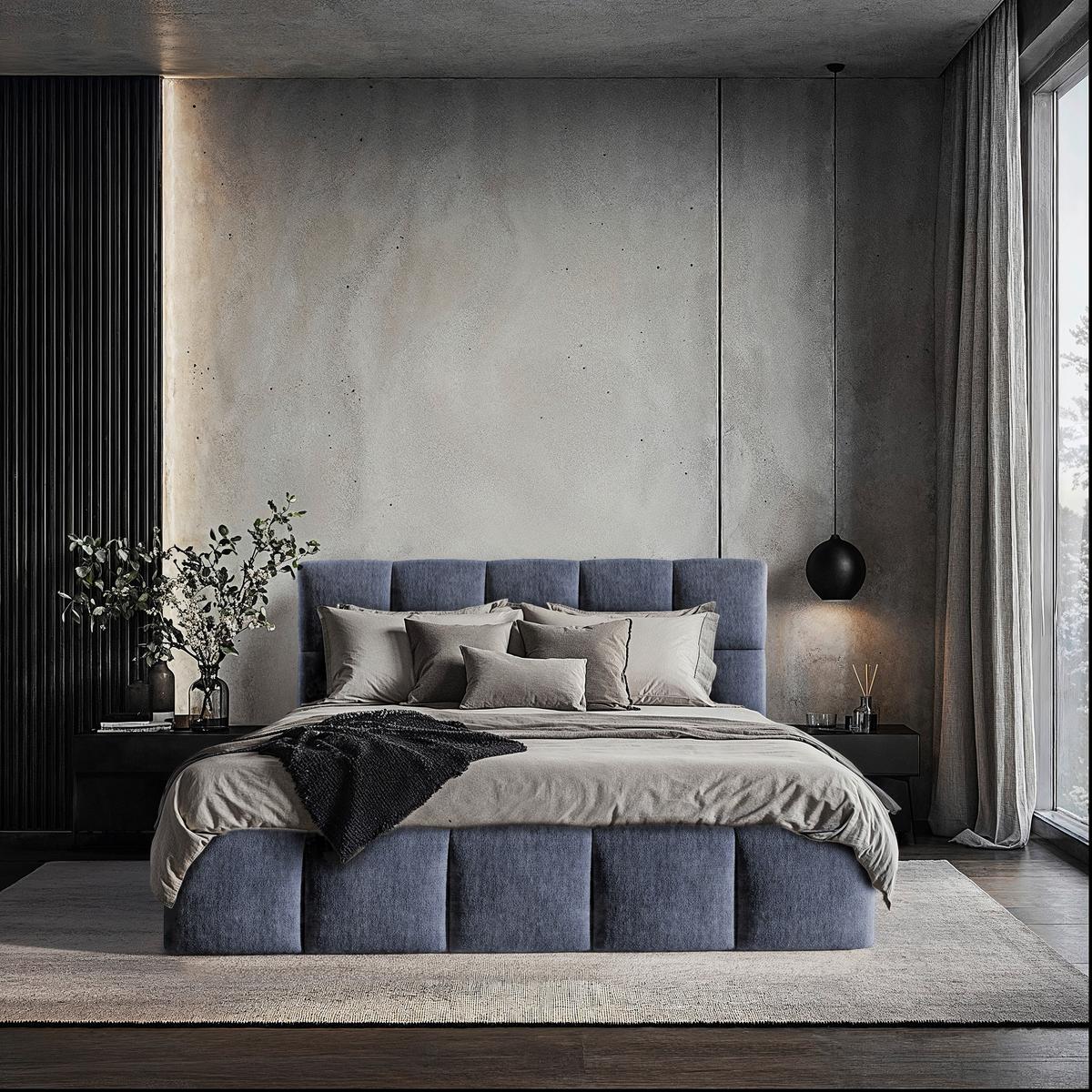 Polsterbett Cherry Chenille Blaugrau, Lf: 180x200 cm - Blaugrau/Schwarz, MODERN, Holz/Holzwerkstoff (180/200cm) - MID.YOU