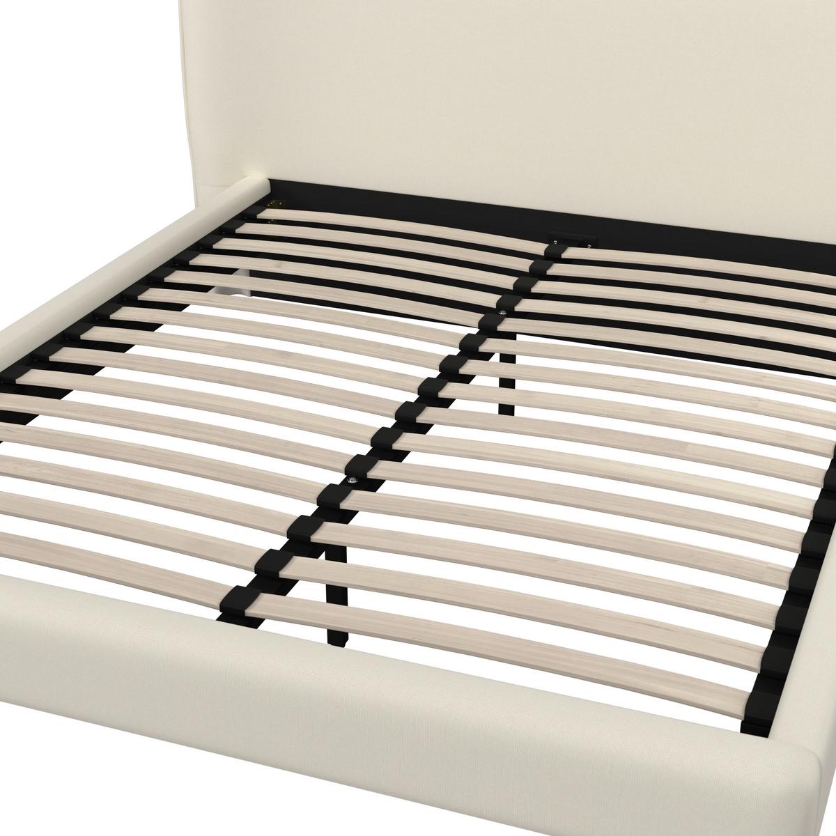 Čalúnená posteľ VALION 160x200 cm, slonovinová - slonovinová/prírodná farba, Modern, kov/drevo (160/200cm) - Bessagi Home