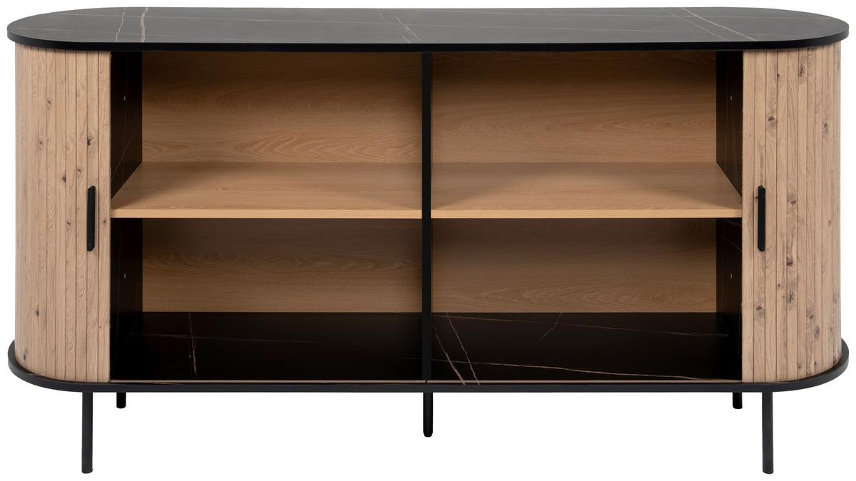 Sideboard Kajsa Schwarz/Artisan Dekor B: 160cm - Schwarz/Eiche Artisan, Trend, Holzwerkstoff (160/80/40cm)