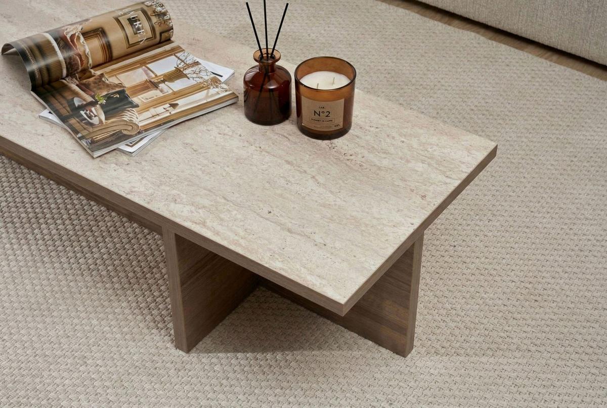 COUCHTISCH Beige/Wallnussfarben B: 120cm - Elfenbein/Walnussfarben, MODERN, Holzwerkstoff (120/30/45cm)