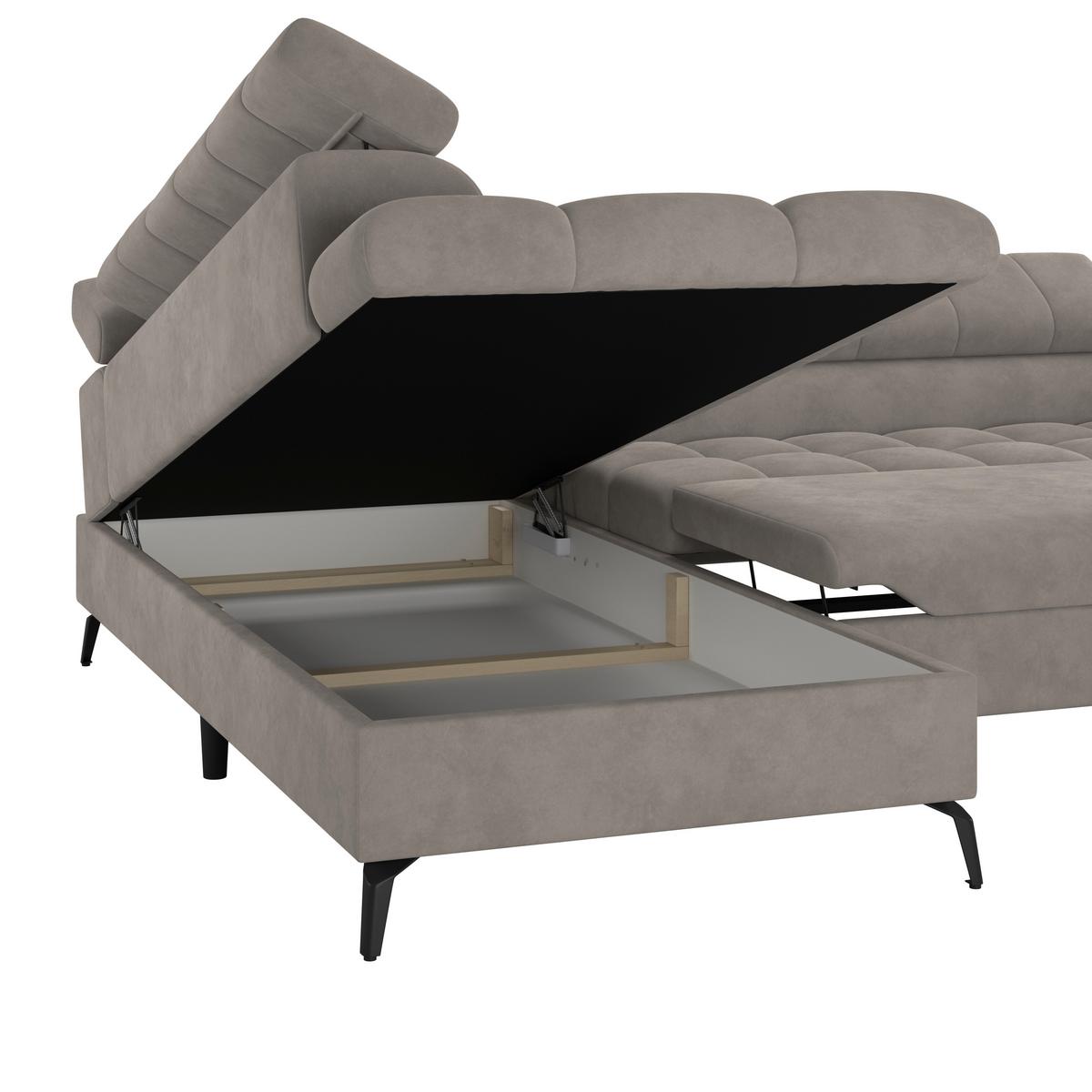 Ecksofa Volf Links New Grau, S: 203x261 Cm - Schwarz/Grau, Trend, Kunststoff/Textil (203/261cm)