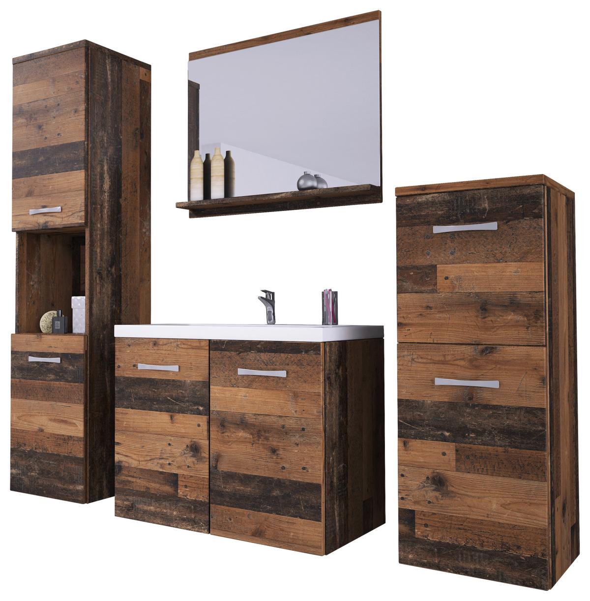 Badmöbel-set 5-tlg. Malo B: 140 Cm Eichfarben - Alteiche/Eichefarben, LIFESTYLE, Keramik/Holzwerkstoff (120cm) - P & B