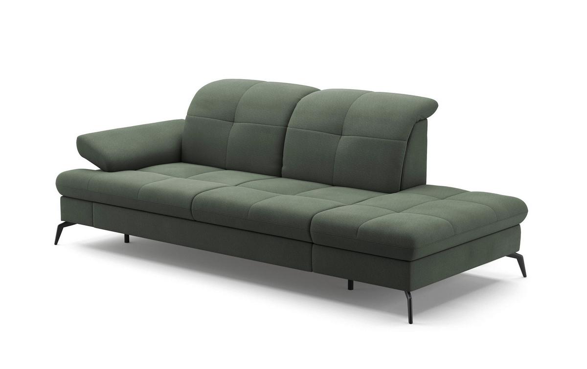 Récamiere Amica E, Grün B: 231 Cm - Schwarz/Grün, KONVENTIONELL, Textil (231/90/122cm) - Sit & More