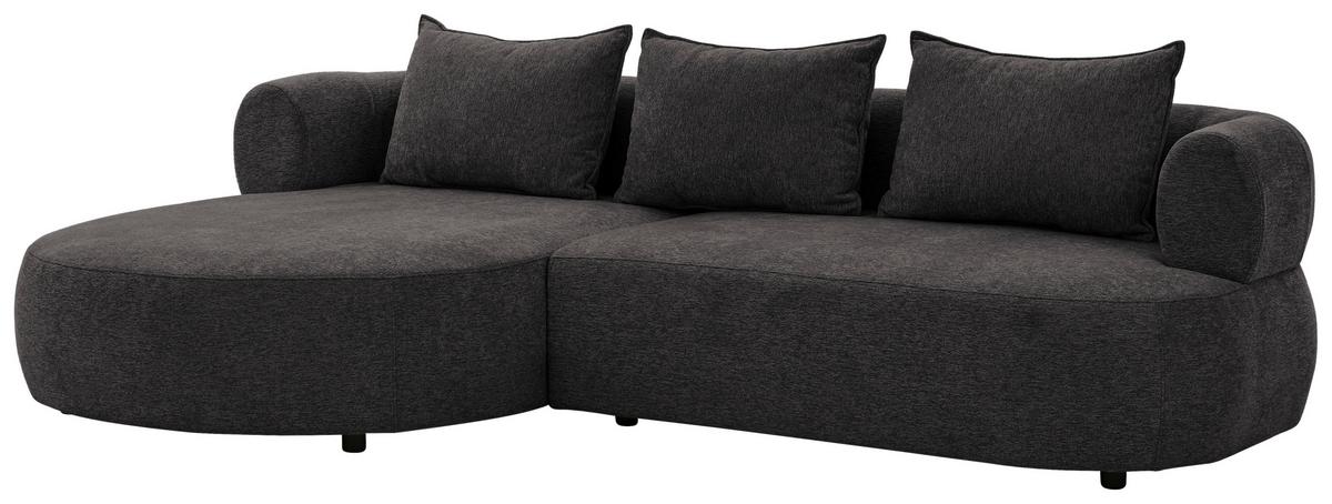 Ecksofa Ferro Schwarz S: 156x256 cm - Schwarz, Design, Textil (156/256cm) - Livetastic