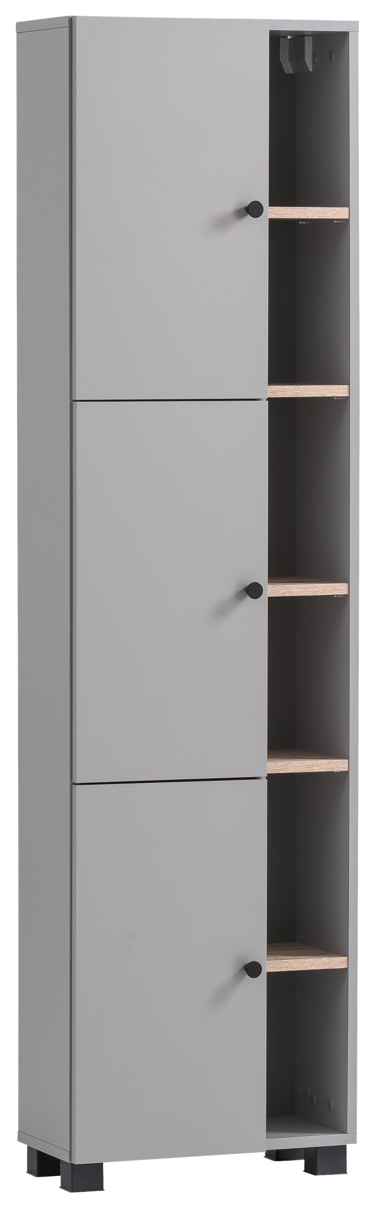 Hochschrank Balto - Wildeiche/Schwarz, MODERN, Holzwerkstoff (45/168/23,4cm) - MID.YOU