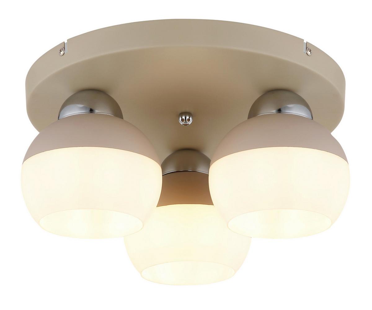 Deckenleuchte Exkl. 3xe27, 60w - Sandfarben/Opal, Design, Glas/Metall (31/15cm) - Globo