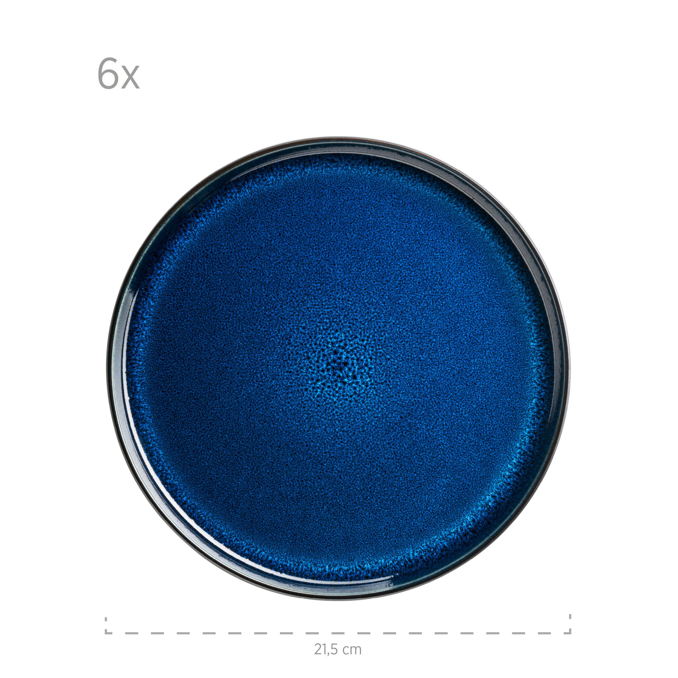 Frühstücksservice Niara Blau Schwarz 4 Personen - Blau/Schwarz, Basics, Keramik - Mäser