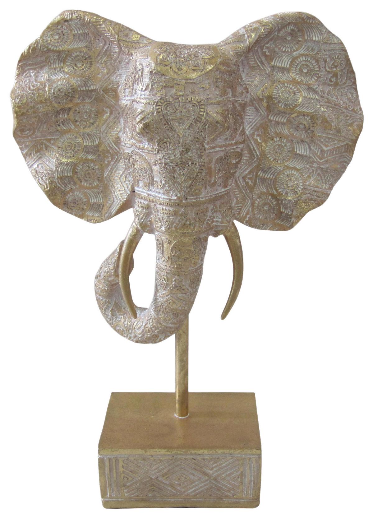 Dekoelefant Roya - Goldfarben, KONVENTIONELL, Kunststoff (20/7,5/28,5cm) - Luca Bessoni