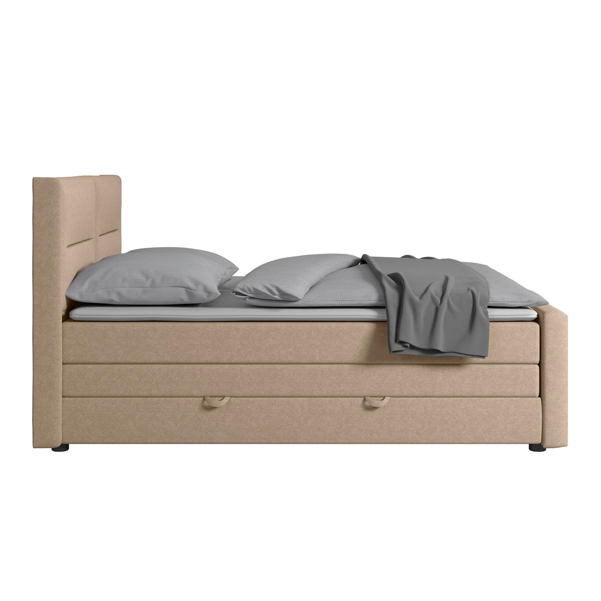 Boxspringbett mit Bettkasten Kyoto Naturfarben 180x200 - Schwarz/Naturfarben, MODERN, Karton/Holzwerkstoff (180/200cm) - MID.YOU