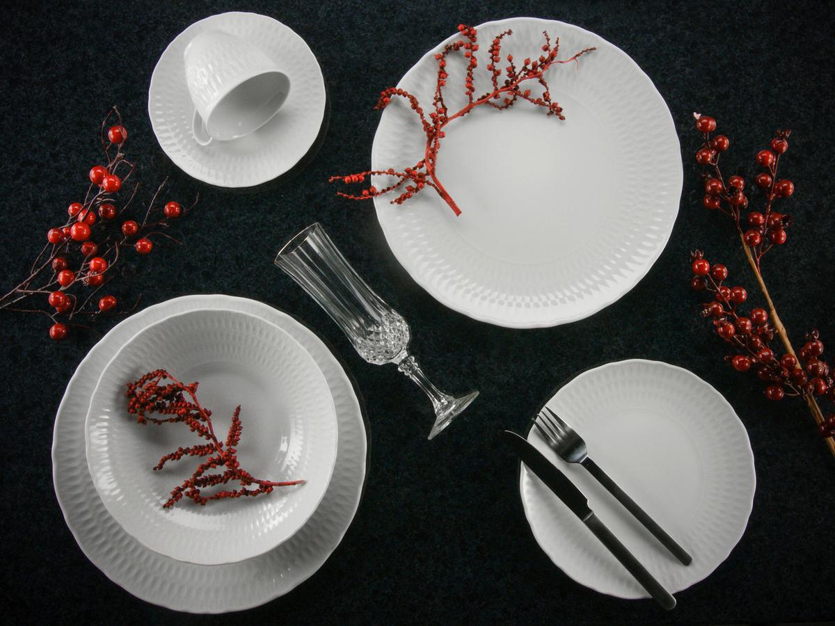 Tafelservice Keramik 4 Personen Geschirr Set Weiß - Weiß, Trend, Keramik (36,5/36,5/34,5cm) - Creatable