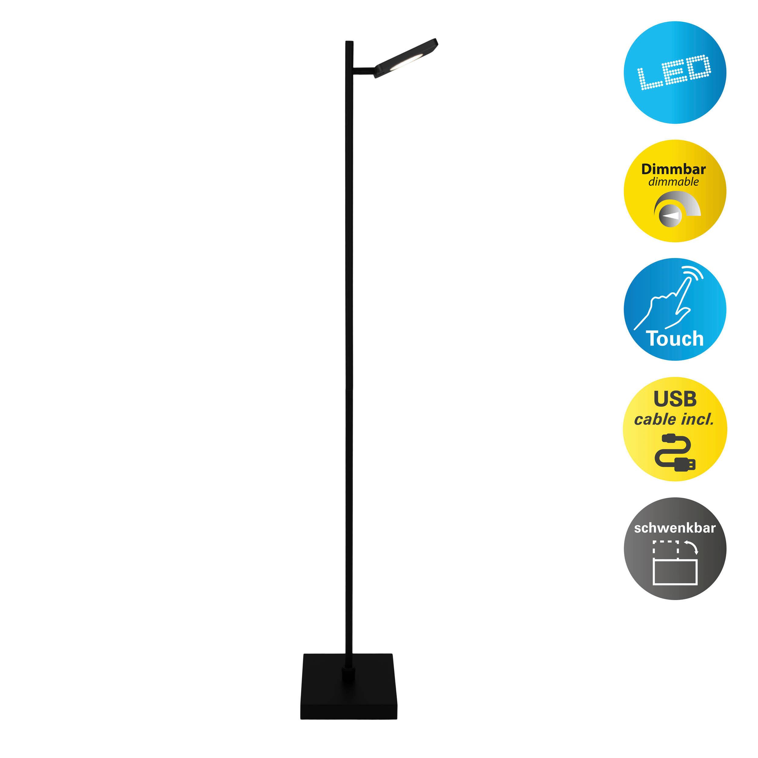 LED-STEHLEUCHTE 2076422 LUPA - Schwarz, Design, Metall (27/20/135cm) - Näve