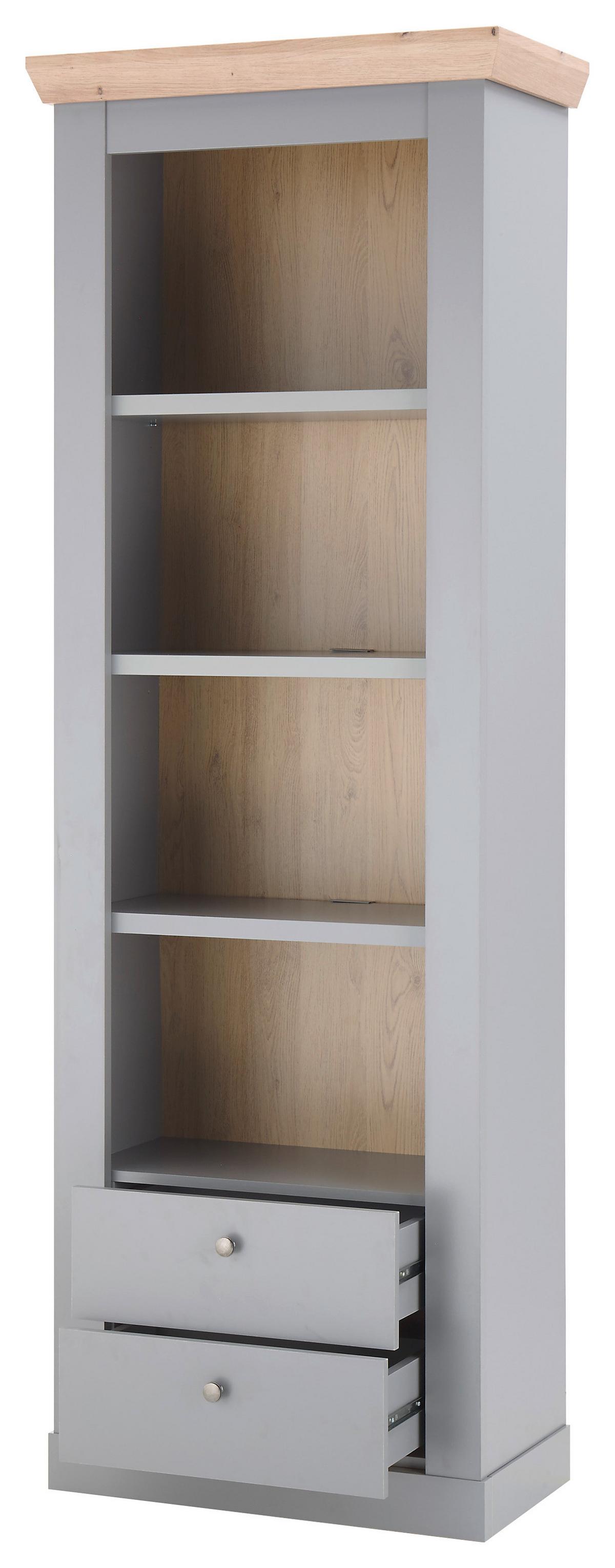 Vitrine Chambord Hellgrau/Eiche Dekor B: 71cm - Eichefarben/Hellgrau, Design, Holzwerkstoff (71/201/37cm) - MID.YOU