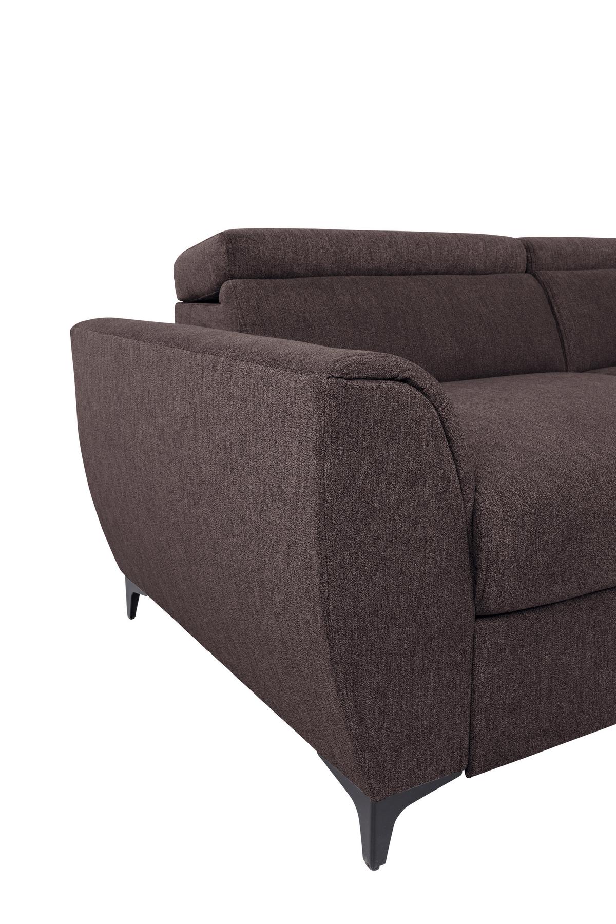 Ecksofa Lapis Dunkelbraun S: 255/217 cm - Dunkelbraun/Schwarz, KONVENTIONELL, Textil (255/217cm) - MID.YOU