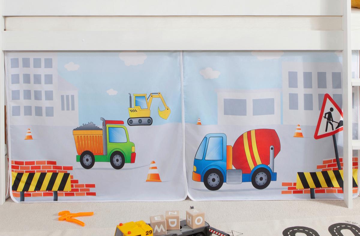 Hochbett Malte Weiß inkl. Rollrost, Vorhang, 90x200 cm - Weiß/Naturfarben, Natur, Holz (90/200cm) - MID.YOU