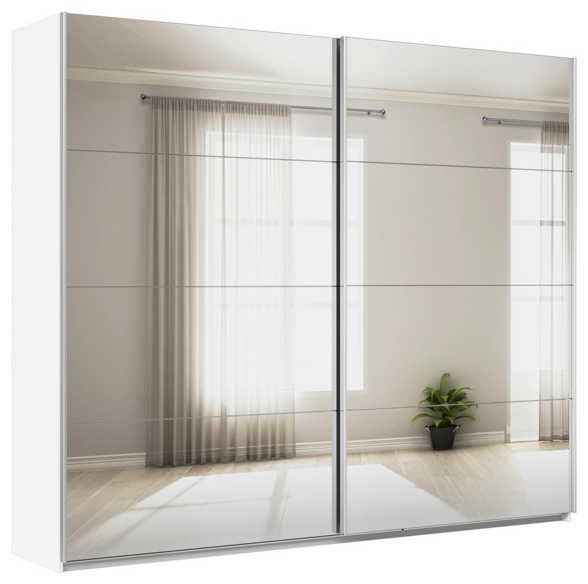 Schwebetürenschrank Mit Spiegel B: 271cm Feldkirch - Silberfarben/Weiß, MODERN, Glas/Holzwerkstoff (271/229/62cm)