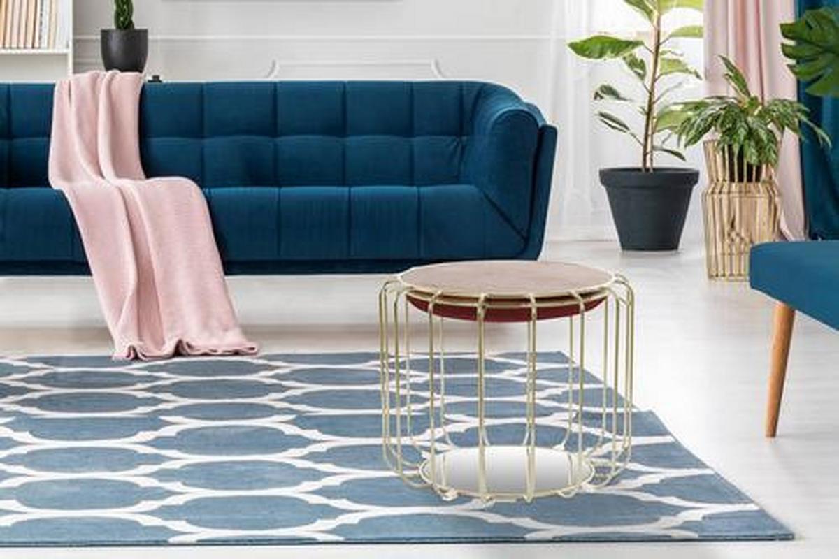 Beistelltisch/pouf 2 In 1 Comfortable Gold/rot - Rot/Goldfarben, Basics, Glas/Holzwerkstoff (50/50/45cm) - Kayoom