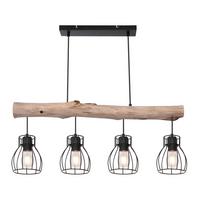 Függőlámpa 4 Égős Anette - fekete, Romantik / Landhaus, fa/fém (140cm) - James Wood