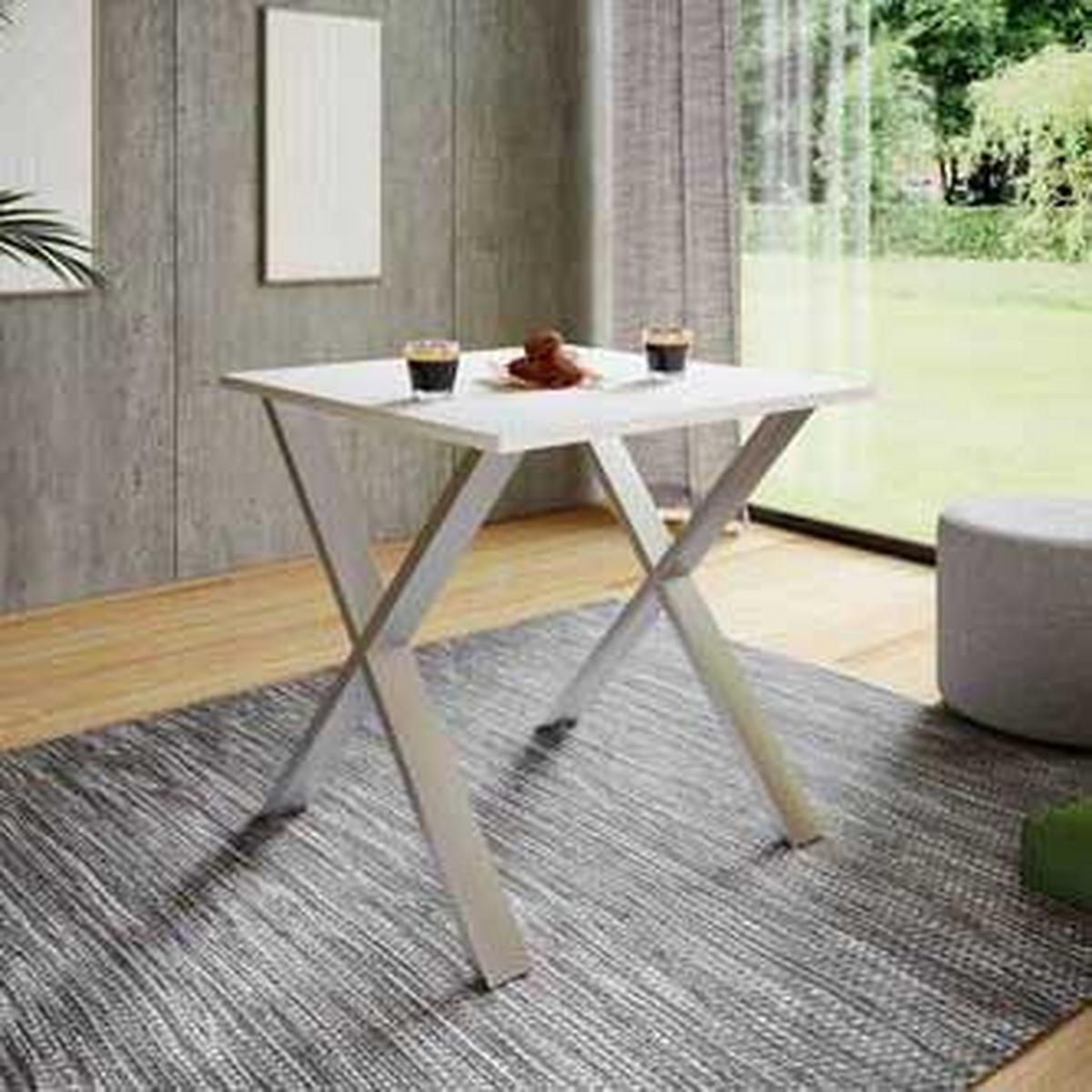 Esstisch 80x80 cm Silberfarben/Weiß - Silberfarben/Weiß, Basics, Holzwerkstoff/Metall (80cm) - MID.YOU