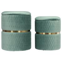 Hocker Zora Grün Polyester, D: 31,5 Cm - Goldfarben/Mintgrün, Design, Textil/Metall (31,5/36/38/44/31,5/36cm) - Kayoom