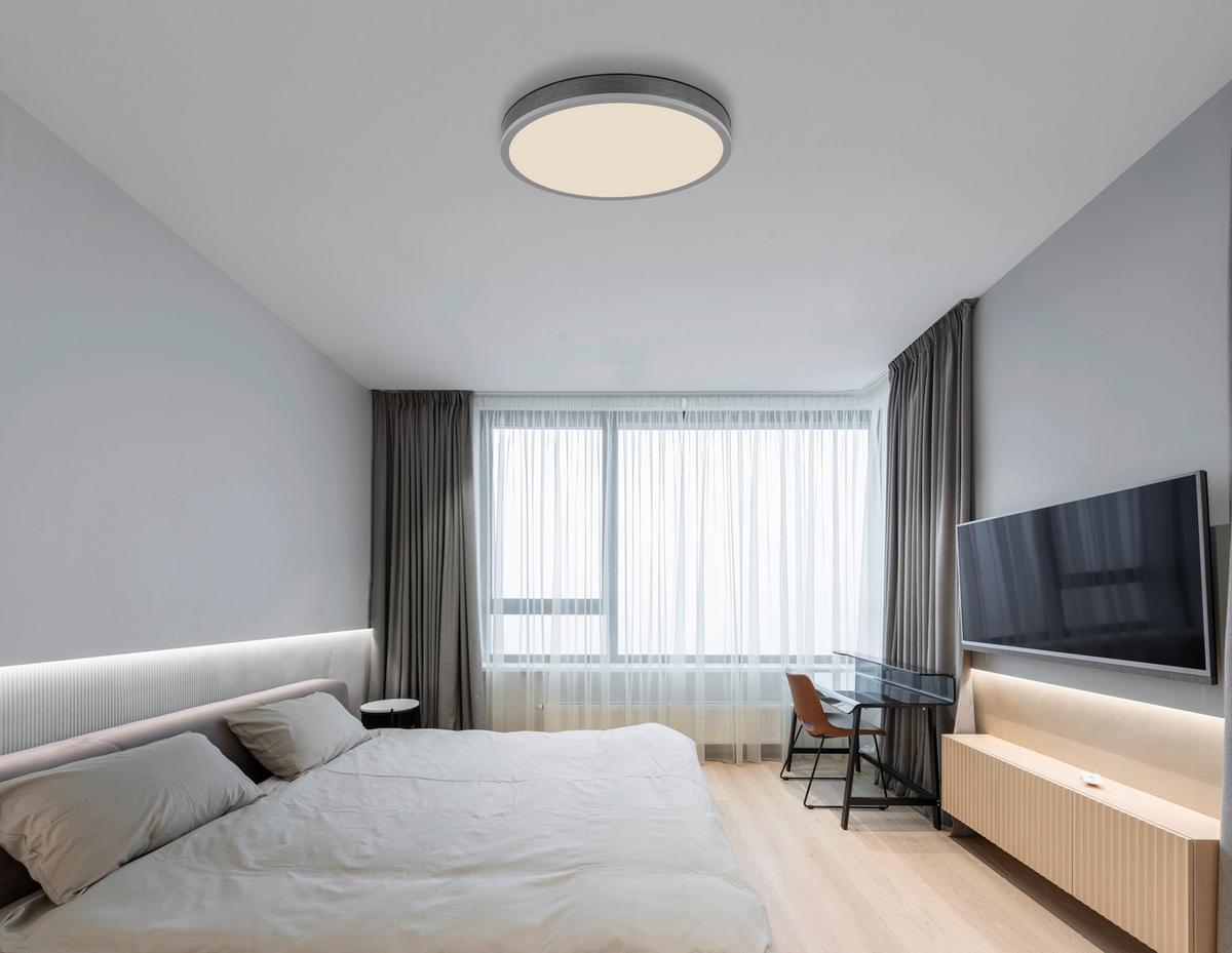 LED-Deckenleuchte Doro D: 45cm Silberfarben Weiß Dunkelgrau - Dunkelgrau/Silberfarben, Basics, Kunststoff/Metall (45/8,5cm) - Globo