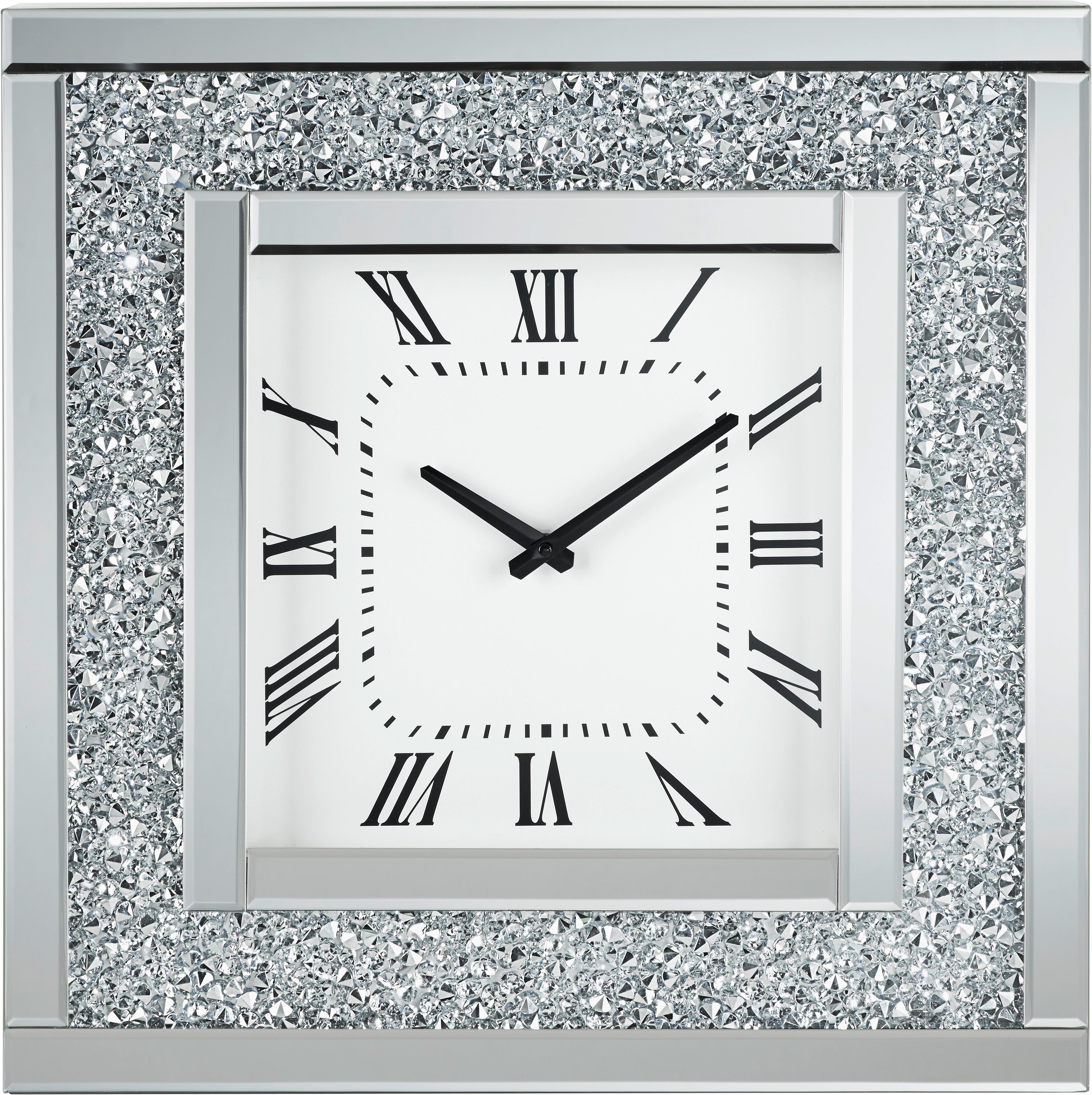 Nástěnné Hodiny Diamant - barvy stříbra, Moderní, dřevo/kompozitní dřevo (51/51/5cm) - Modern Living