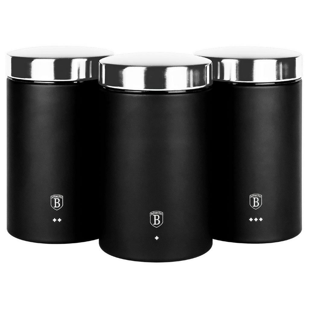 Kaffeedosen-Set 3--Teilig. Schwarz/Silber,D/H: 11x17,8 cm
