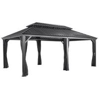 Pavillon Messina 598x363 Cm Wetterfest Gartenpavillon - Anthrazit, Basics, Metall (598/307/363cm)