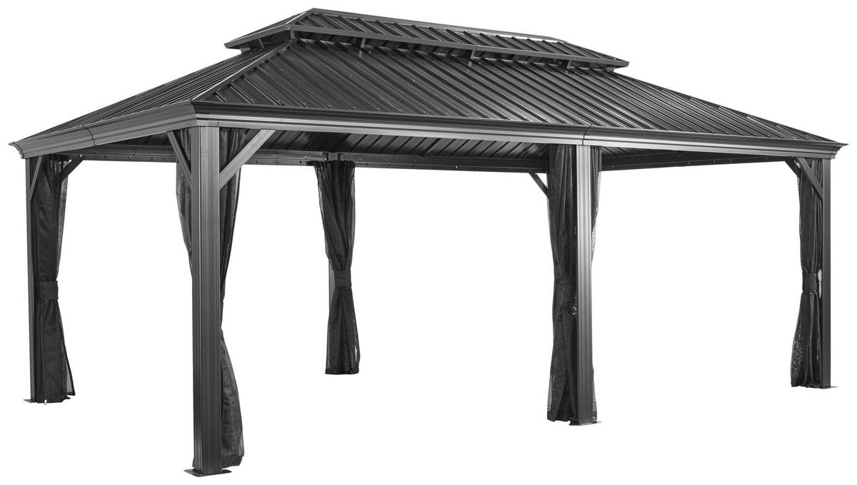 Pavillon Messina 598x363 Cm Wetterfest Gartenpavillon - Anthrazit, Basics, Metall (598/307/363cm)
