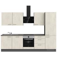 Kuchynská linka 300CM biely betón/ bridlicová šedá - biela/farba ušľachtilej ocele, Modern, kov/kompozitné drevo (300cm) - Nobilia