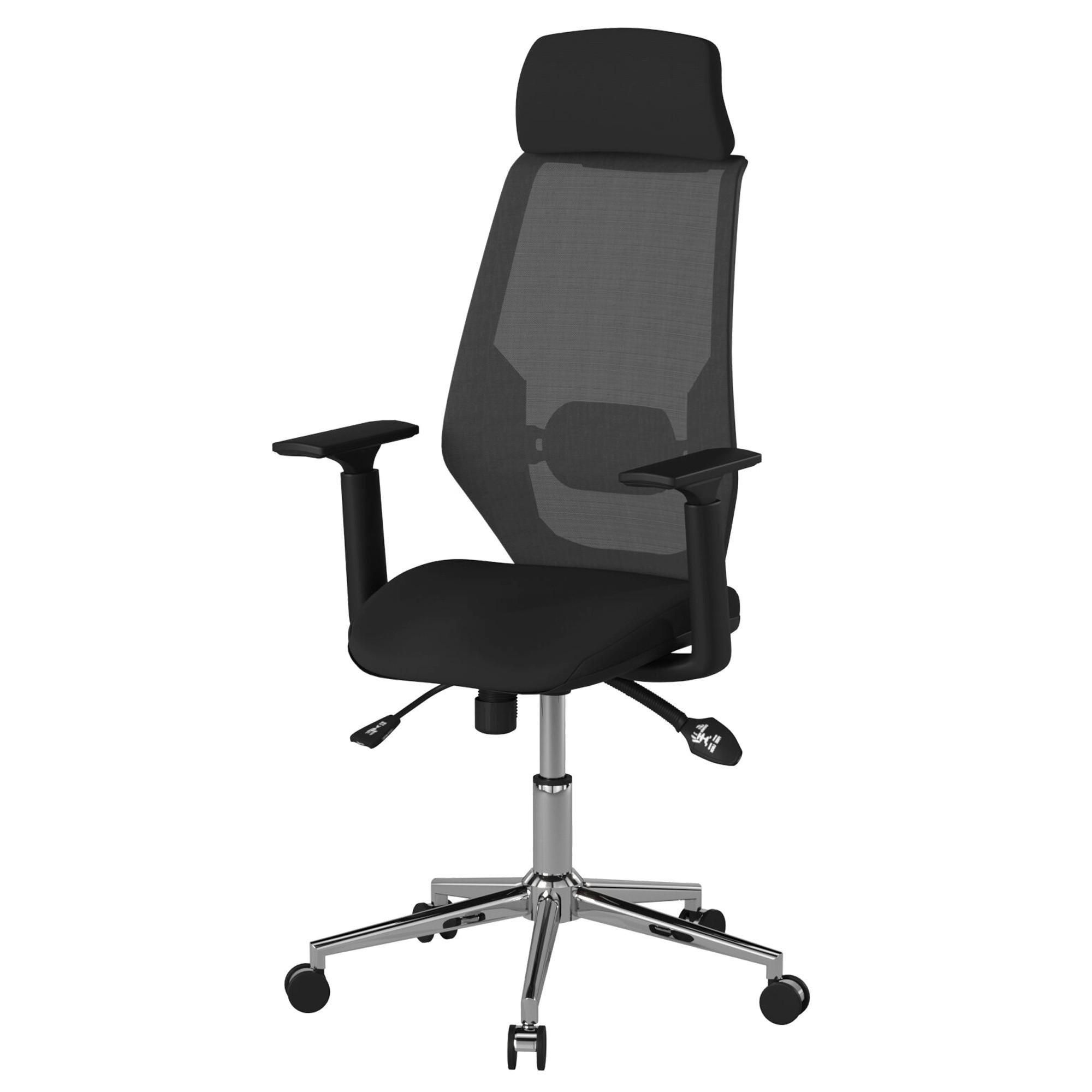 Drehstuhl Clifton Schwarz B: 65 cm - Chromfarben/Schwarz, Design, Kunststoff/Textil (65/122/55cm) - MID.YOU