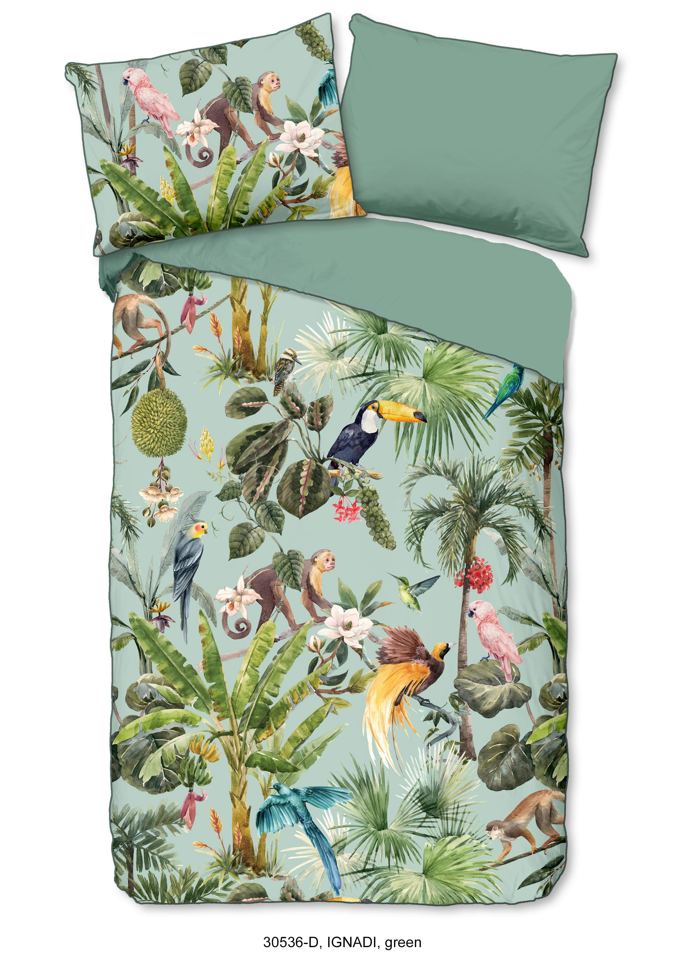 Bettwäsche Ignadi  140x200 cm Grün Olivgrün Jadegrün - Jadegrün/Olivgrün, Trend, Textil (140/200cm)