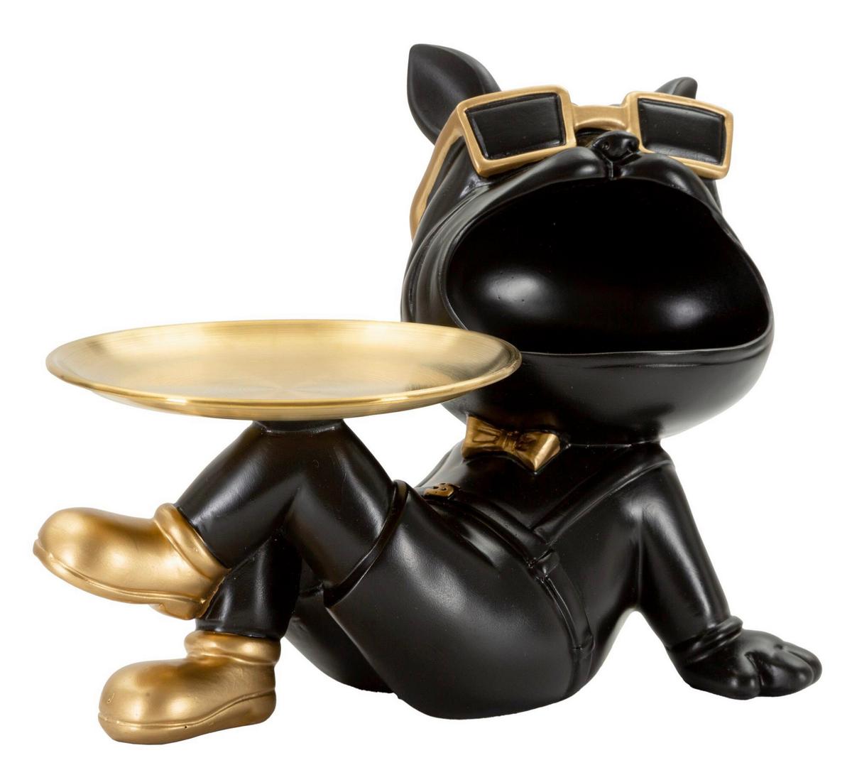 Skulptur Gold/schwarz,kunststoff/metall - Basics, Kunststoff/Metall (27/18.5/17cm)