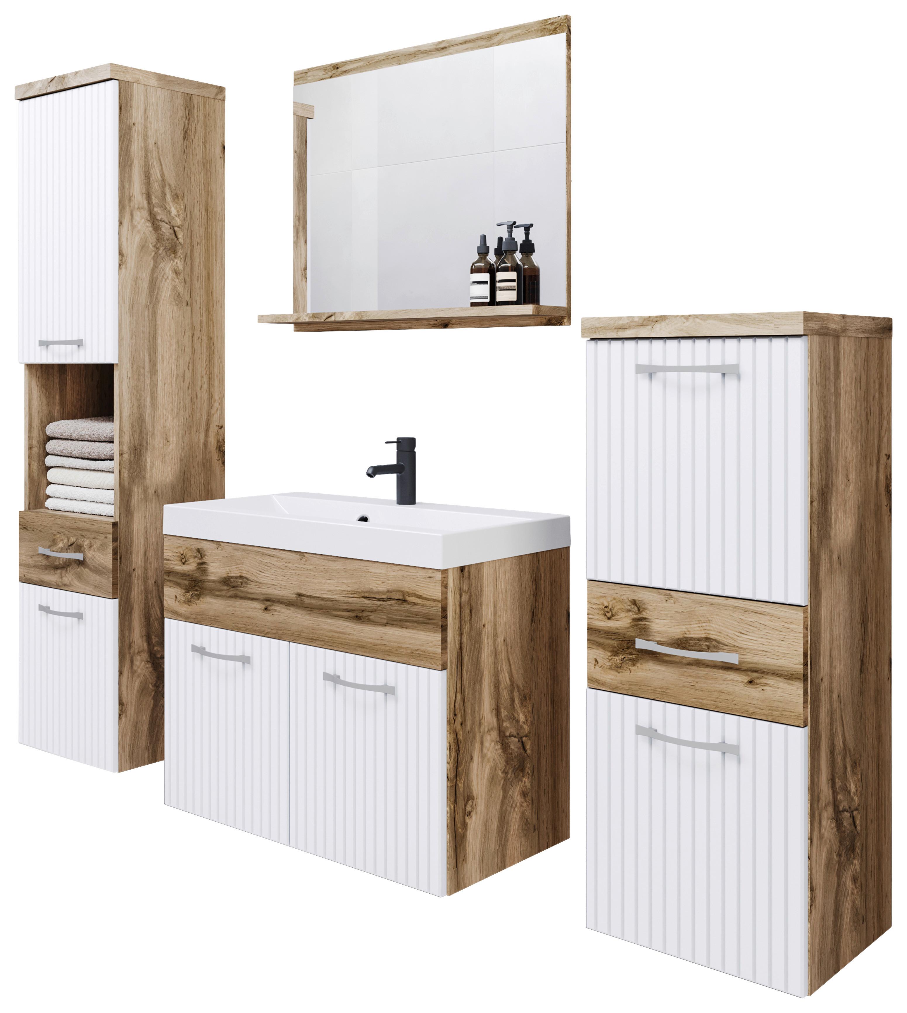 Badezimmer Alba Wotan Eiche/Weiss - Eiche Wotan/Weiß, LIFESTYLE, Holzwerkstoff (120cm) - P & B