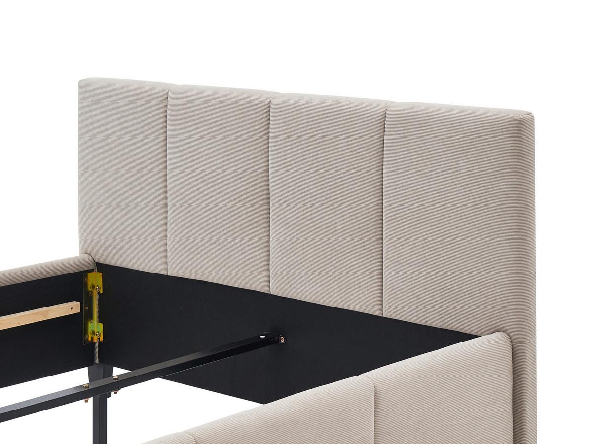 Čalouněná postel CRAZY 140x200 cm, béžová - černá/přírodní barvy, Moderní, kov/dřevo (140/200cm) - Based