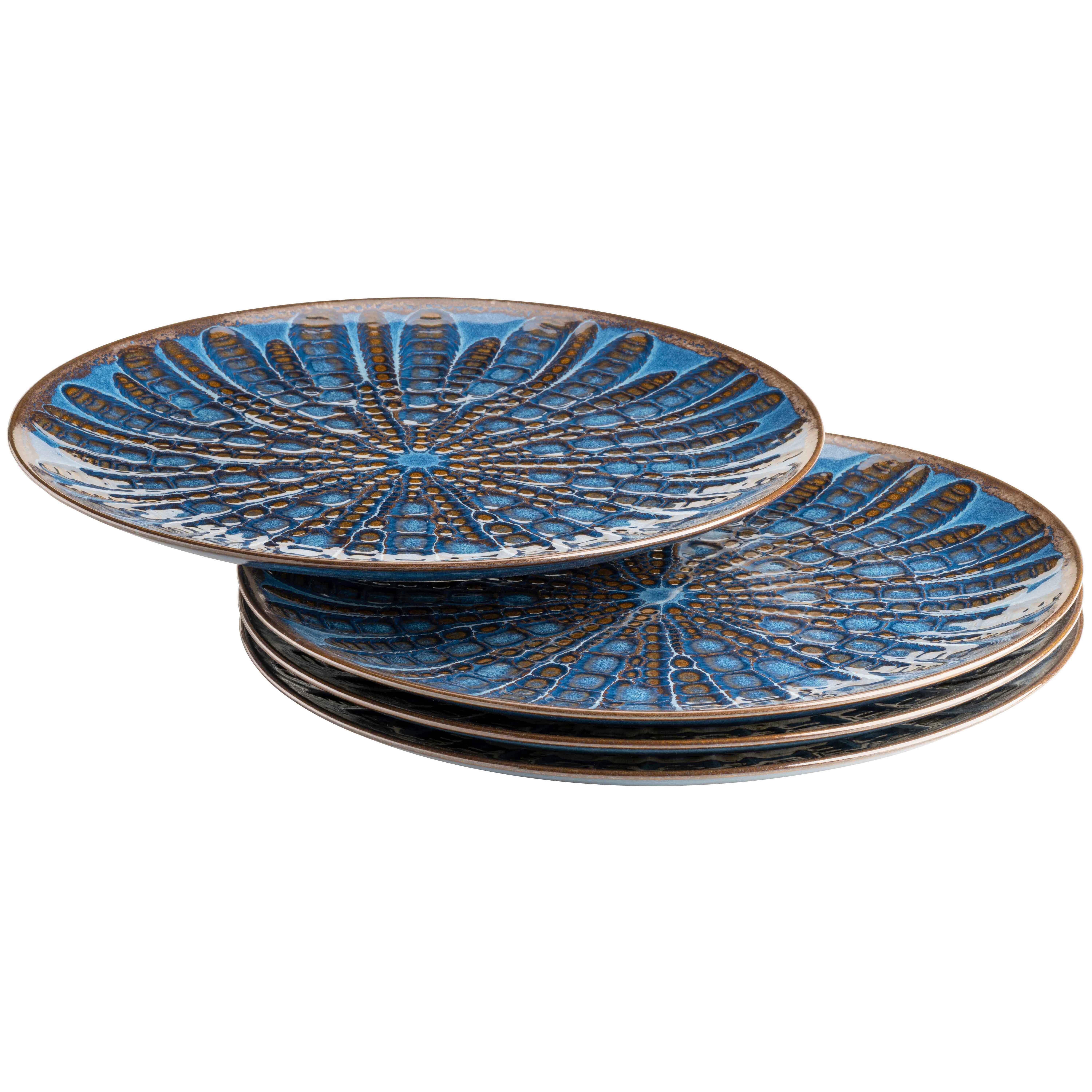 Tellerset Aquamarine Steinzeug 4--teilig. Rund D: 33 cm - Blau, Basics, Keramik - Mäser