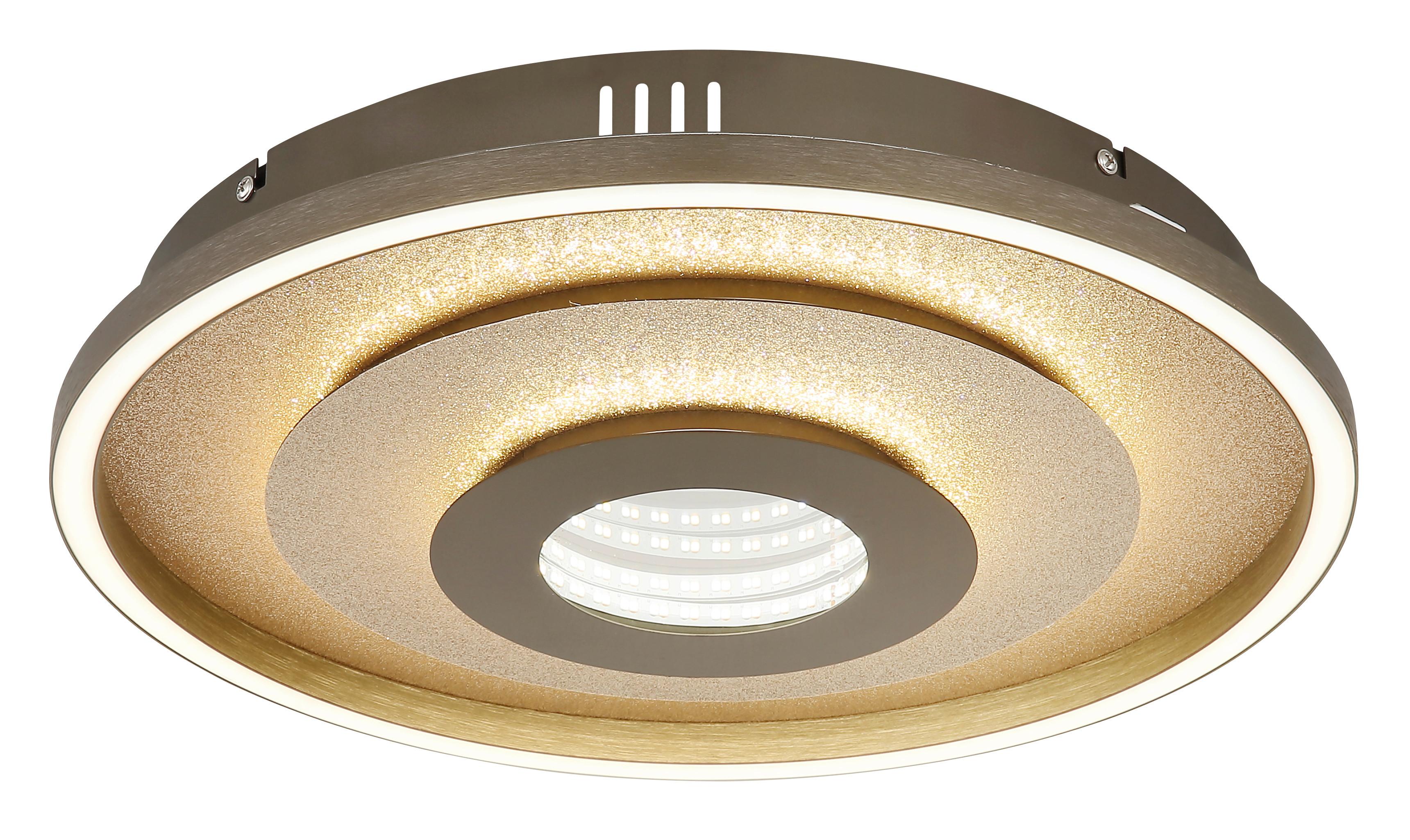 LED-Deckenleuchte inkl. 1x LED 230V, 30W, Metall/Kunststoff - Champagner/Goldfarben, Design, Kunststoff/Metall - Globo