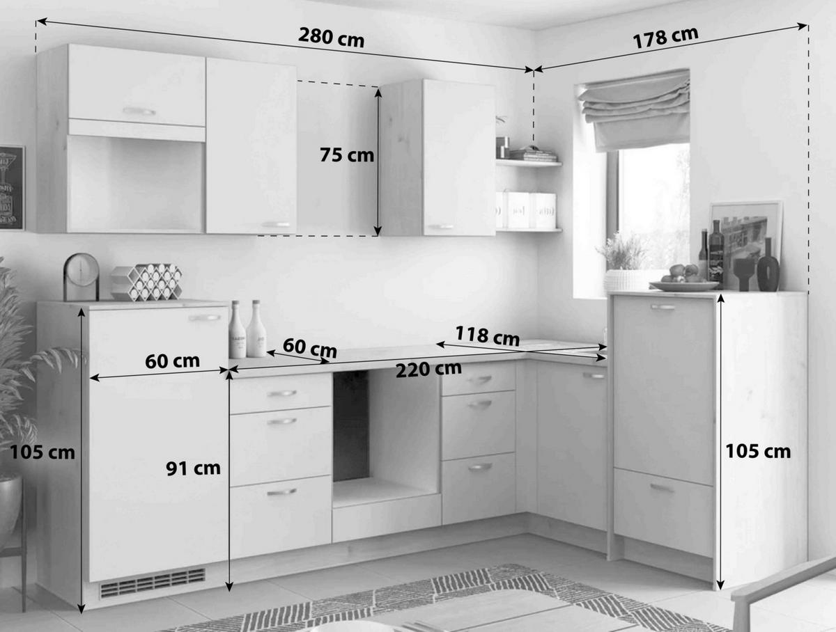 Eckküche Win - Weiß, MODERN, Holzwerkstoff (280/178cm) - Express
