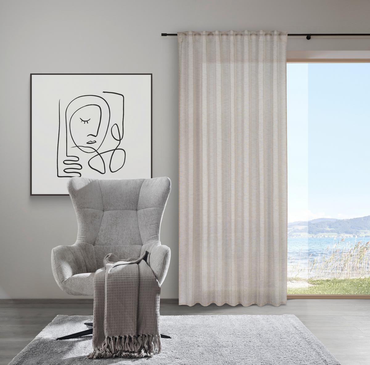 HOTOVÝ ZÁVES SIGRID -EXT- - béžová, Romantik / Landhaus, textil (140/245cm) - Premium Living