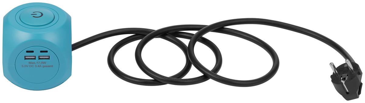 Multistecker Nua - Blau, Basics, Kunststoff/Metall (7,9/7,9/8,3cm) - Ondega