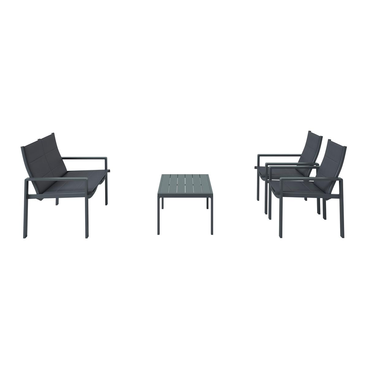 Loungegarnitur Palma - Dunkelgrau, MODERN, Textil/Metall - Luca Bessoni