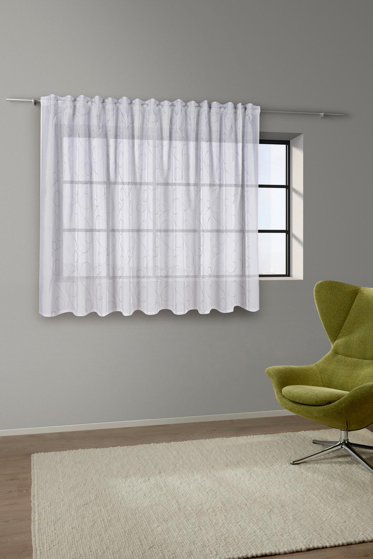 Kusová záclona Marion Store 1, 300/145cm - biela/antracitová, Modern, textil (300/145cm) - Modern Living