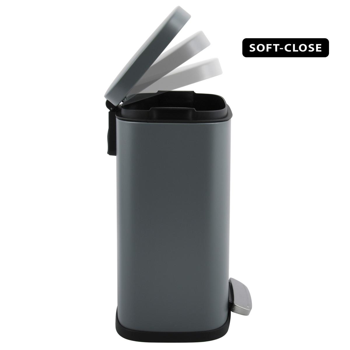 Treteimer Akira 12 Liter Dunkelgrau Metall - Dunkelgrau/Schwarz, Basics, Kunststoff/Metall (28/19,3/37,9cm) - Spirella